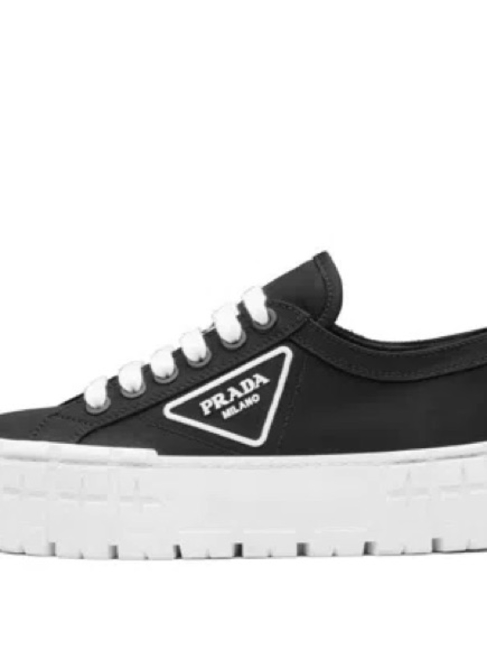 PRADA Double Wheel Re-Nylon Gabardine Sneakers -Black/White
